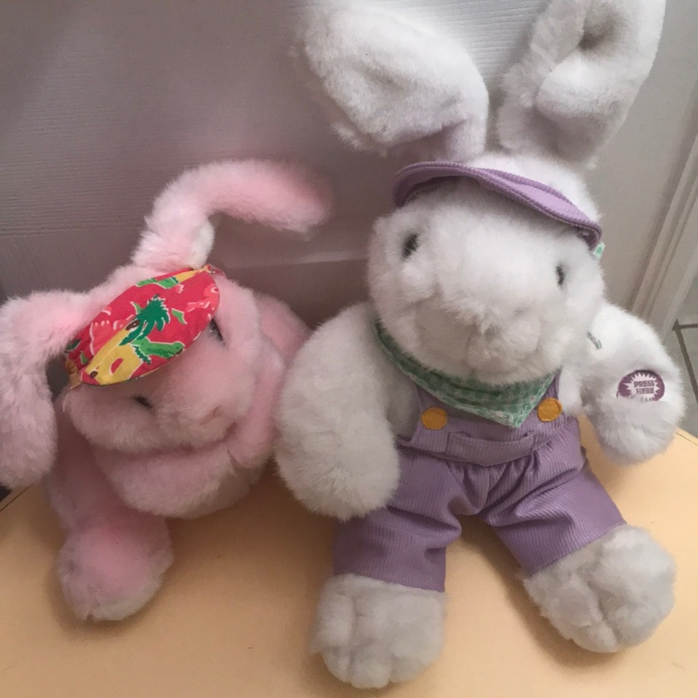 BUNNIES, pink one, white one fluffy, nice quality!